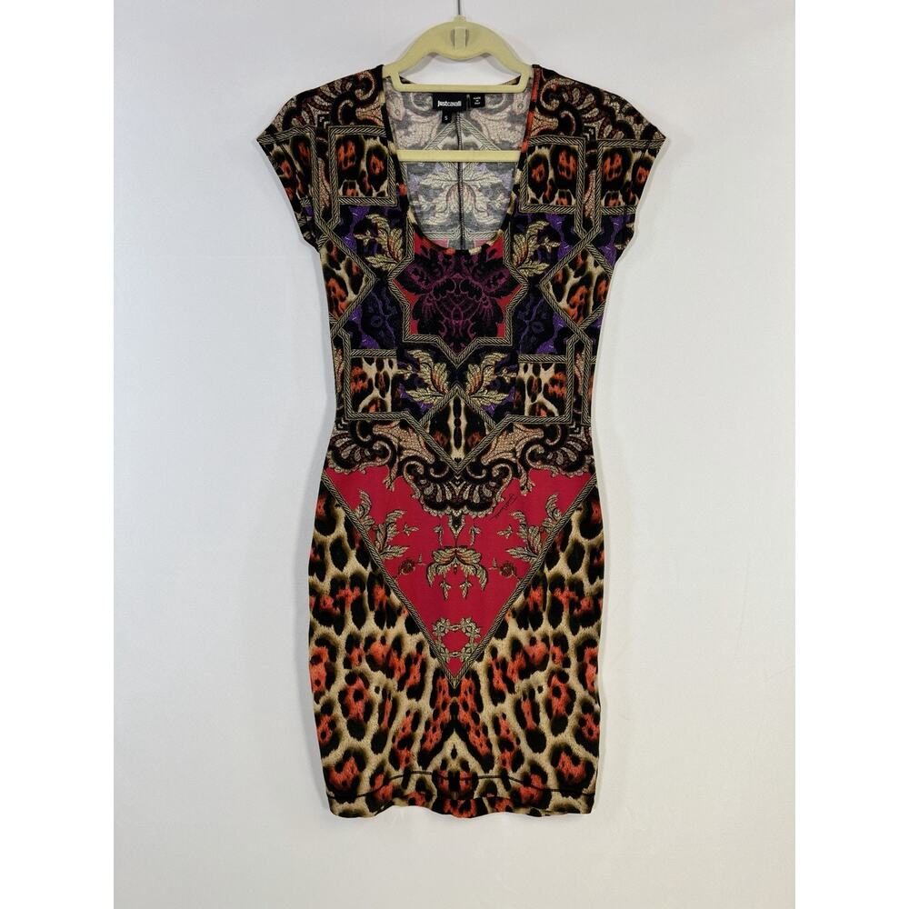 Just Cavalli Women’s Bodycon Sheath Dress Multicolor Cotton Stretch Size S